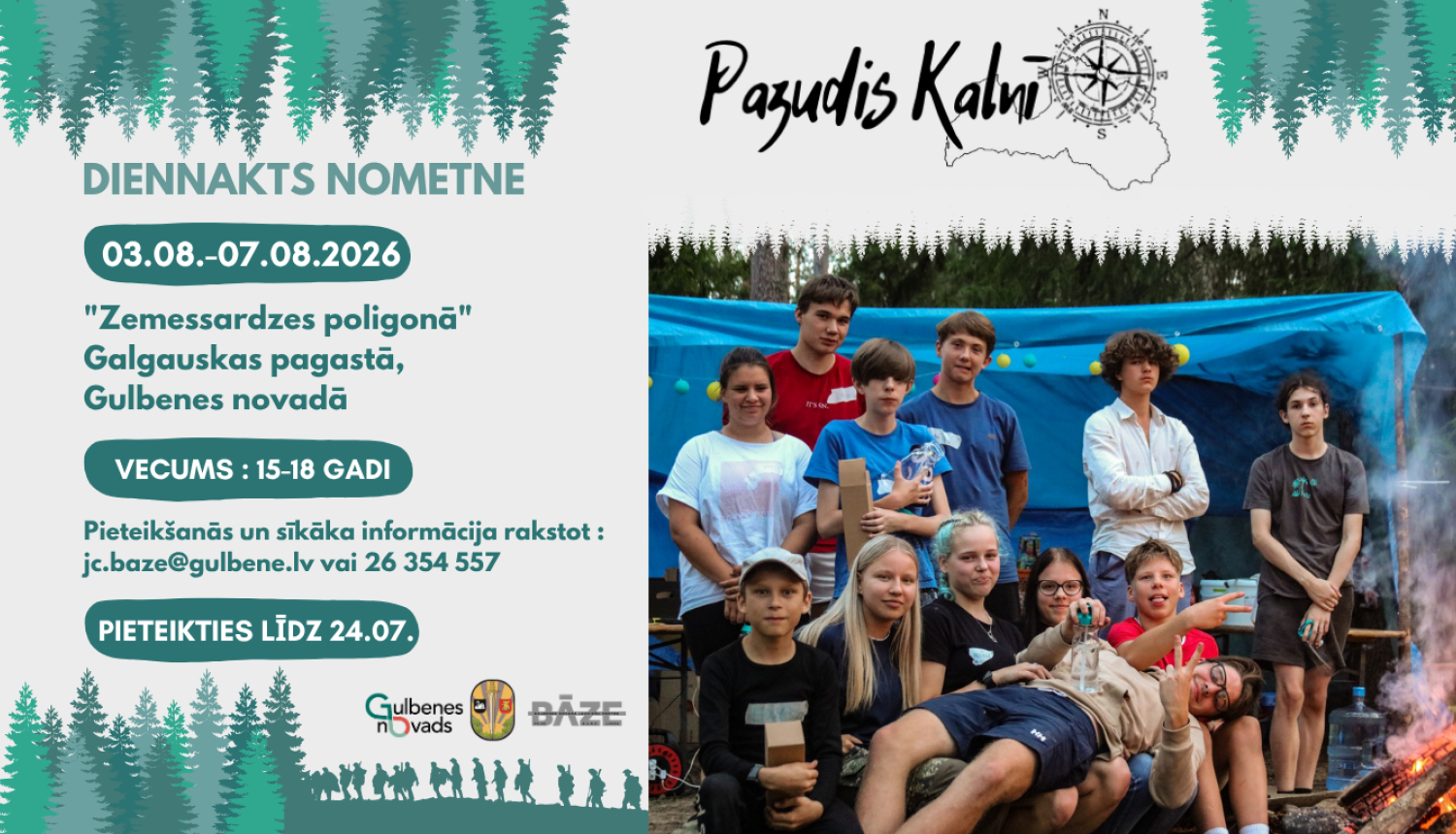 diennakts nometnes plakāts